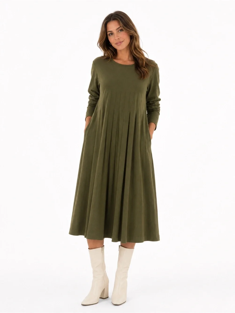 Women’s Uncle Frank long sleeve knit midi dress olive green size medium fall